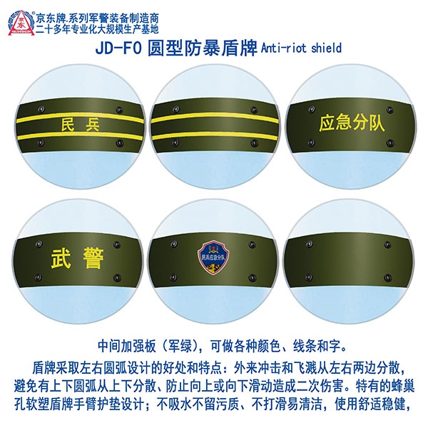 F0圆形PC防暴盾牌（军绿） 